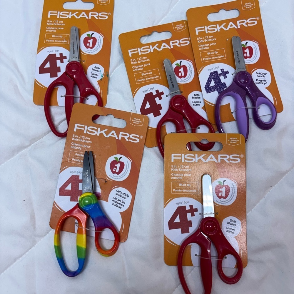 Fiskars Set of 5 Kids Scissors Set 5” - Red, Purple, Rainbow NEW